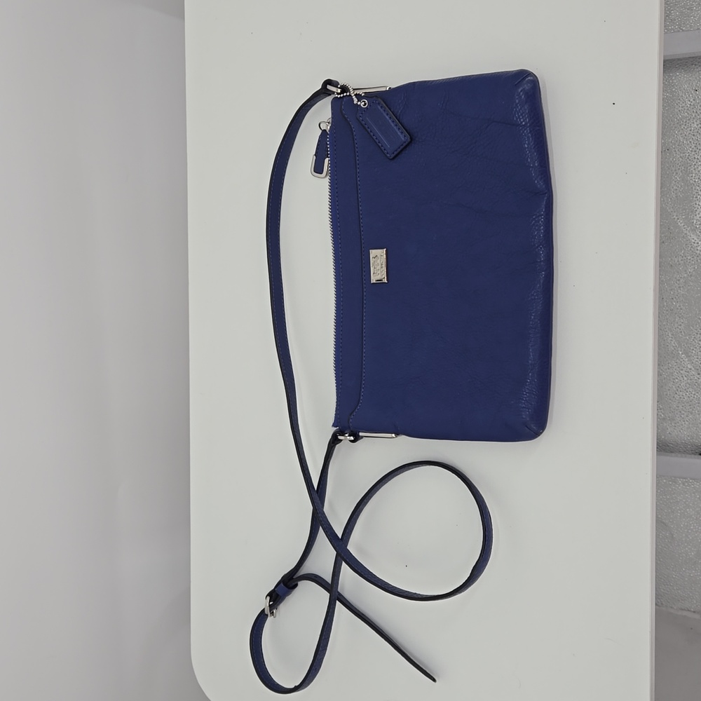 Coach Madison Leather East West Swingpack Purse Crossbody Royal Blue
